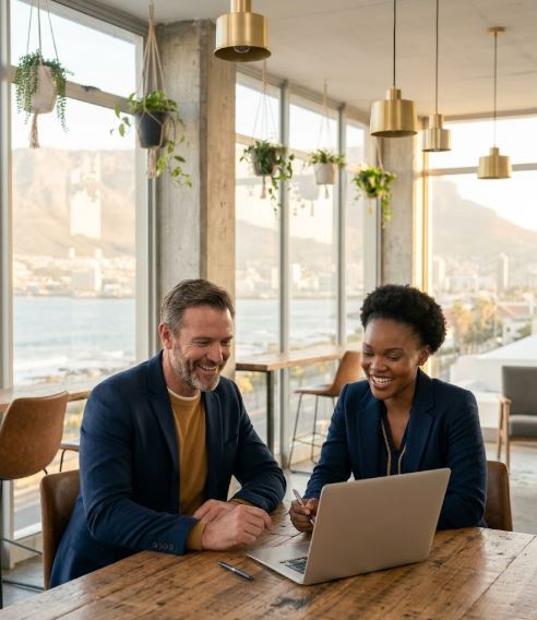 South African corporate partner and founder collaborating
